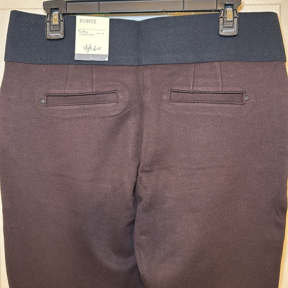 Style & Co. Ponte Leggings Mid Rise Chocolate Brown Size L - Picture 4 of 11